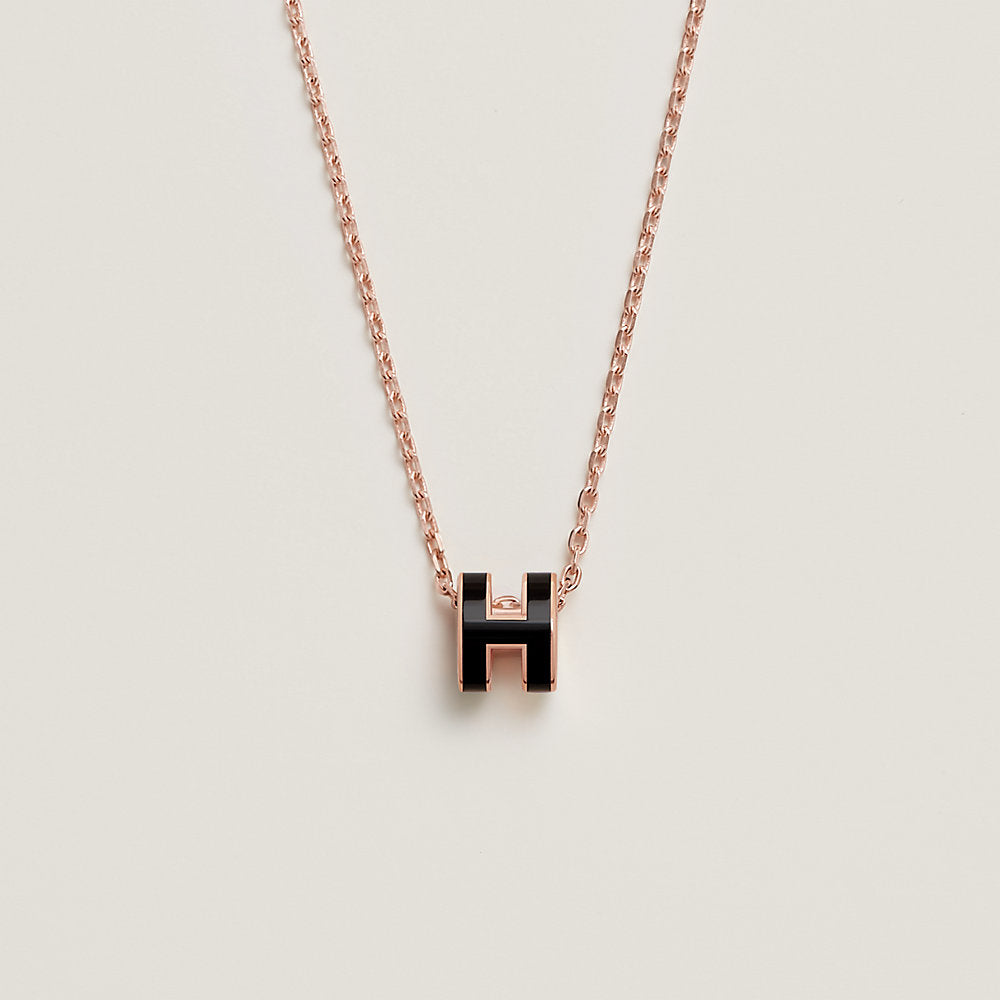 18K Mini Pop Hermes Black Necklace