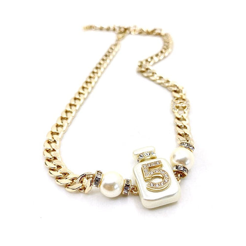 18K  Chanel No. 5 Perfume Bottle Pendant Necklace