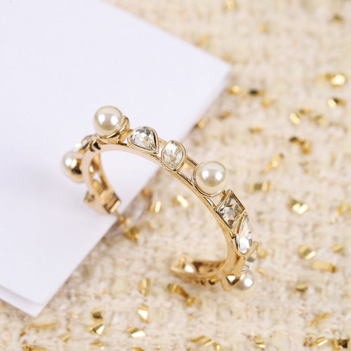18K  Chanel Pearl Crystal Earrings